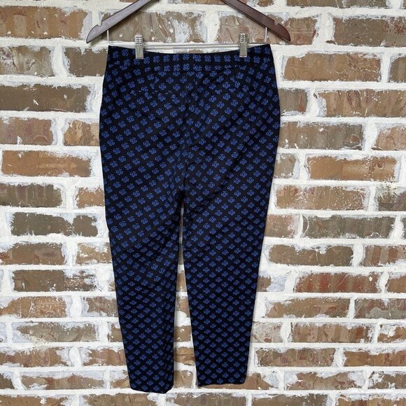 Halogen Dress Pants Taylor Fit Black Royal Blue Print Cropped Women's Size 2P - Picture 4 of 12
